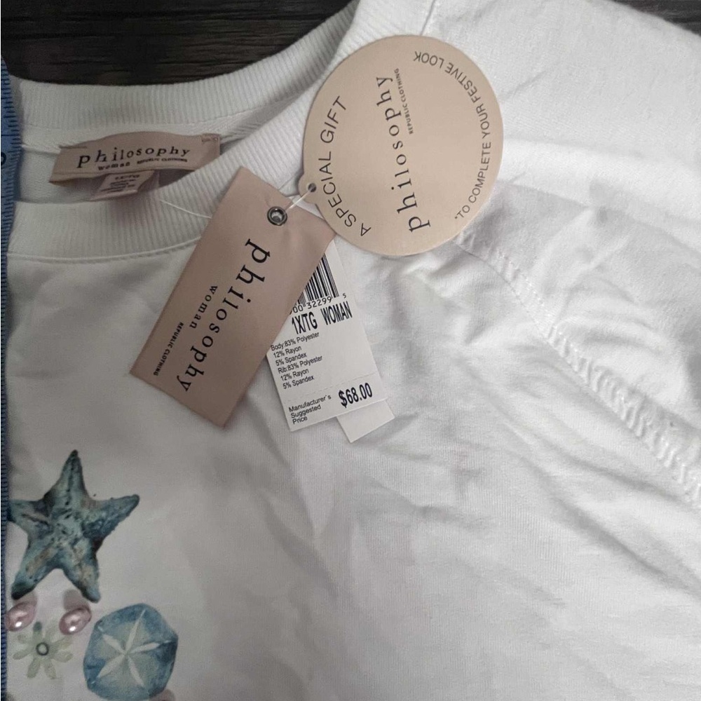 NWT Philosophy Woman Seashell Tree Long Sleeve Shirt Plus 1X - Picture 2 of 5